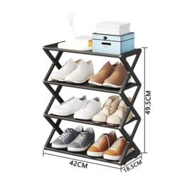 Kelvenix Black Compact 4 Layer Shoe Rack Storage - Size: 0.6m2 - thumbnail 2