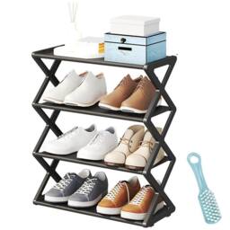 Kelvenix Black Compact 4 Layer Shoe Rack Storage - Size: 0.6m2