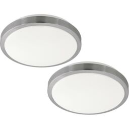 Loops 2 PACK Wall Flush Ceiling Light White Shade White Satined Nickel Plastic LED 23W in Metallics