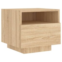 Berkfield Home Bedside Cabinet with LED Lights Sonoma Oak 40x39x37 cm in Brown - Size: 40 x 39 x 37 cm - thumbnail 5