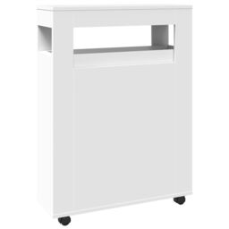 Berkfield Home Narrow Bathroom Cabinet with Wheels White Engineered Wood - thumbnail 6