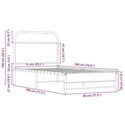 Berkfield Home Elegant Bed Frame Frame 75x190 cm Small Single Sonoma Oak Wood in Light Oak - thumbnail 9