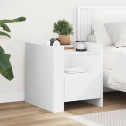 Berkfield Home Bedside Cabinet White 45x50x50 cm Engineered Wood - Size: 45 x 50 x 50 cm - thumbnail 2
