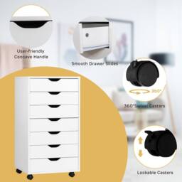 Costway 7-Drawer Storage Cabinet Mobile File Organizer Filing Dresser Chest in White - thumbnail 7