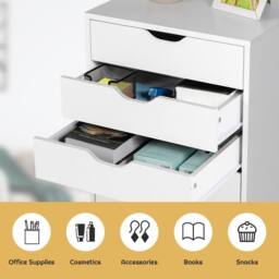 Costway 7-Drawer Storage Cabinet Mobile File Organizer Filing Dresser Chest in White - thumbnail 8