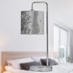 First Choice Lighting Grey Crushed Velvet 15.5cm Table Lamp Shade - thumbnail 4