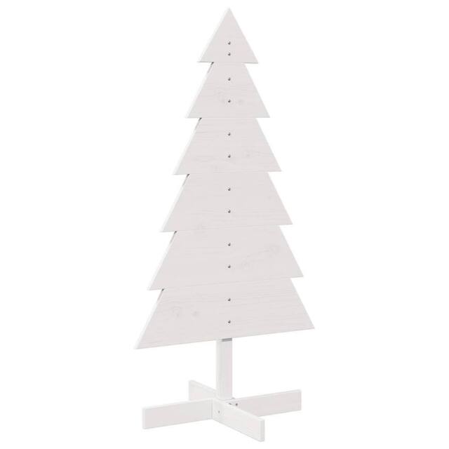 Berkfield Home Wooden Christmas Tree for Decoration White 120 cm Solid Wood Pine - image 1