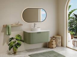Vente-unique Fluted Wall-Hung Bathroom Unit With Countertop Basin - Matt Green - thumbnail 3