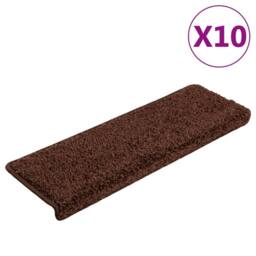 Berkfield Home Stair Mats 10 pcs 65x21x4 cm Brown - Size: Medium - thumbnail 3