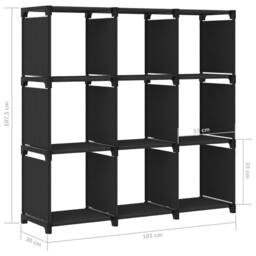 Berkfield Home Modern 9-Cube Display Shelf Black 103x30x107.5 cm Fabric - thumbnail 8