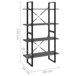 Berkfield Home Decorative 4-Tier Book Cabinet Grey 80x30x140 cm Solid Pine Wood - Size: 80 x 30 x 140 cm - thumbnail 8