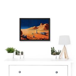Artery8 Science Fiction Landscape Desert Space Ship Rocket Plane Mars Sci-Fi A4 Artwork Framed Wall Art Print in Black - thumbnail 2
