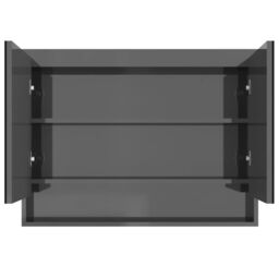 Berkfield Home Bathroom Mirror Cabinet 80x15x60 cm MDF Shining Grey - Size: 80 x 15 x 60 cm - thumbnail 3