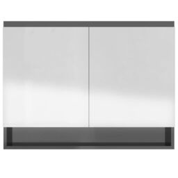 Berkfield Home Bathroom Mirror Cabinet 80x15x60 cm MDF Shining Grey - Size: 80 x 15 x 60 cm - thumbnail 5