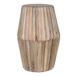 Indian Hub Hudson Carved Side Table - Mango Wood - L19 x W19 x H58 cm in Brown - thumbnail 1