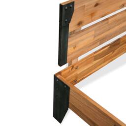Berkfield Home Bed Frame Solid Acacia Wood Steel 152x203 cm in Brown - thumbnail 4