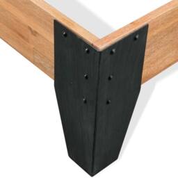 Berkfield Home Bed Frame Solid Acacia Wood Steel 152x203 cm in Brown - thumbnail 5