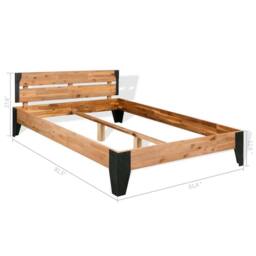 Berkfield Home Bed Frame Solid Acacia Wood Steel 152x203 cm in Brown - thumbnail 6