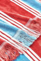 CHRISTY 'College' Hammam Inspired Fringed Beach Towel in Red - thumbnail 3