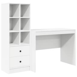 Berkfield Home Desk with Storage White Engineered Wood - thumbnail 2