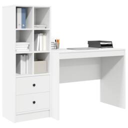 Berkfield Home Desk with Storage White Engineered Wood - thumbnail 3