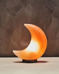Orsina Crescent Moon Pink Natural Salt Lamp, Reduce Stress Moon Salt Lamp, Hassle-free Care Moon Salt Lamp in Orange - thumbnail 6