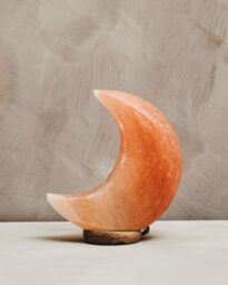 Orsina Crescent Moon Pink Natural Salt Lamp, Reduce Stress Moon Salt Lamp, Hassle-free Care Moon Salt Lamp in Orange - thumbnail 5