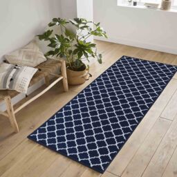 Desire Rugs Anti-Slip Trellis Design Doormat - Machine Washable for Easy Care in Navy - Size: 80 cm x 150 cm - thumbnail 4
