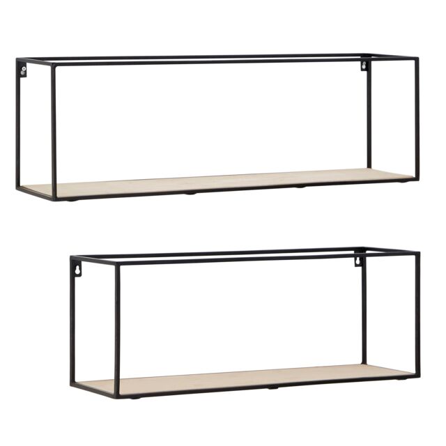 Orsina Functional Design Cuboid Shelves, Stylish Wall Mounted Shelves For Bedroom, Sleek Metal Bedroom Shelves in Black - image 1