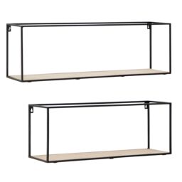 Orsina Functional Design Cuboid Shelves, Stylish Wall Mounted Shelves For Bedroom, Sleek Metal Bedroom Shelves in Black - thumbnail 1
