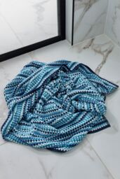 CHRISTY 'Carnaby Stripe' 100% Cotton Yarn Jacquard Towels in Blue - thumbnail 2