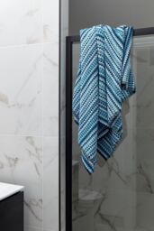 CHRISTY 'Carnaby Stripe' 100% Cotton Yarn Jacquard Towels in Blue - thumbnail 1