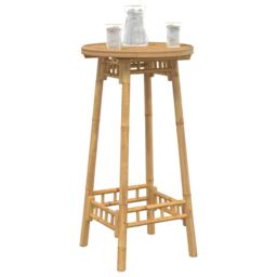 Berkfield Home Outdoor Bar Table Round √ò55x100 cm Bamboo in Brown - Size: 55x100 cm - thumbnail 4