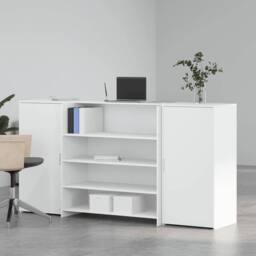 Berkfield Home Reception Desk White 200x50x103.5 cm Engineered Wood - thumbnail 1