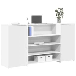 Berkfield Home Reception Desk White 200x50x103.5 cm Engineered Wood - thumbnail 2