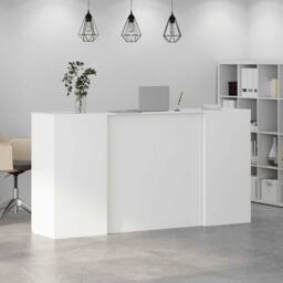 Berkfield Home Reception Desk White 200x50x103.5 cm Engineered Wood - thumbnail 4