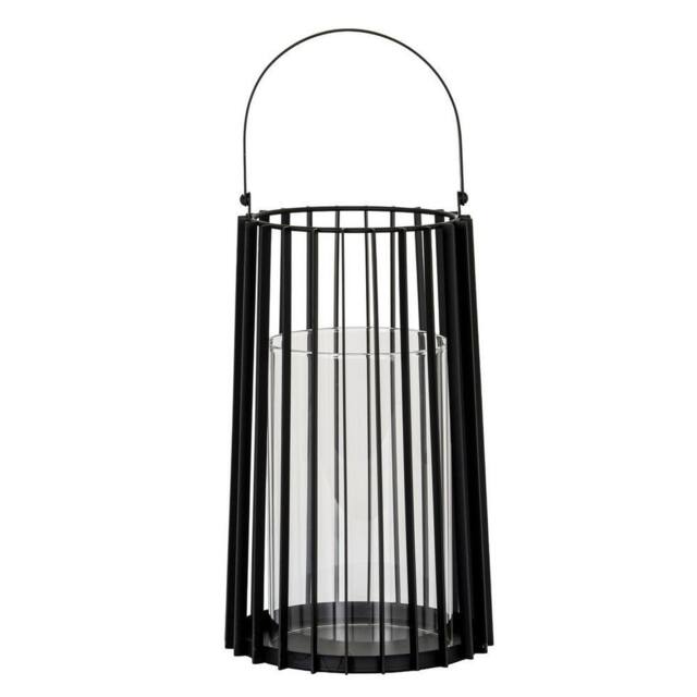 Lemon Pavilion Furniture and Decor Lynk Large Lantern with Handle and Candle Holder L22xW22xH50 cm Black - image 1