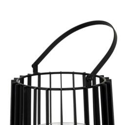 Lemon Pavilion Furniture and Decor Lynk Large Lantern with Handle and Candle Holder L22xW22xH50 cm Black - thumbnail 4