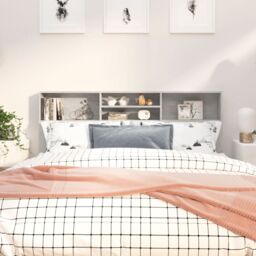 Berkfield Home Headboard Cabinet Concrete Grey 180x19x103.5 cm - thumbnail 1