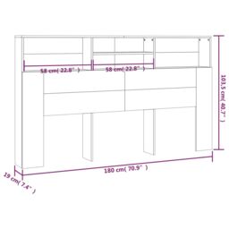 Berkfield Home Headboard Cabinet Concrete Grey 180x19x103.5 cm - thumbnail 6