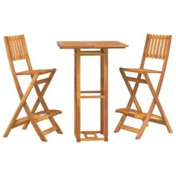 Berkfield Home 3 Piece Outdoor Bar Set Solid Wood Acacia in Brown - thumbnail 3