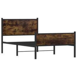 Berkfield Home Metal Bed Frame without Mattress Smoked Oak 100x190 cm in Brown - thumbnail 3