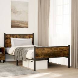 Berkfield Home Metal Bed Frame without Mattress Smoked Oak 100x190 cm in Brown - thumbnail 2