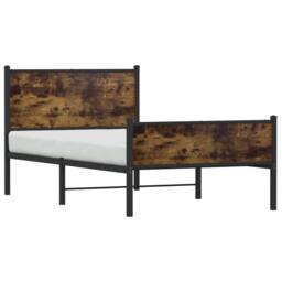 Berkfield Home Metal Bed Frame without Mattress Smoked Oak 100x190 cm in Brown - thumbnail 4