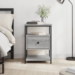 Berkfield Home Bedside Cabinet Grey Sonoma 40x42x56 cm Engineered Wood - Size: 40 x 42 x 56 cm - thumbnail 1