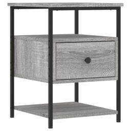 Berkfield Home Bedside Cabinet Grey Sonoma 40x42x56 cm Engineered Wood - Size: 40 x 42 x 56 cm - thumbnail 2