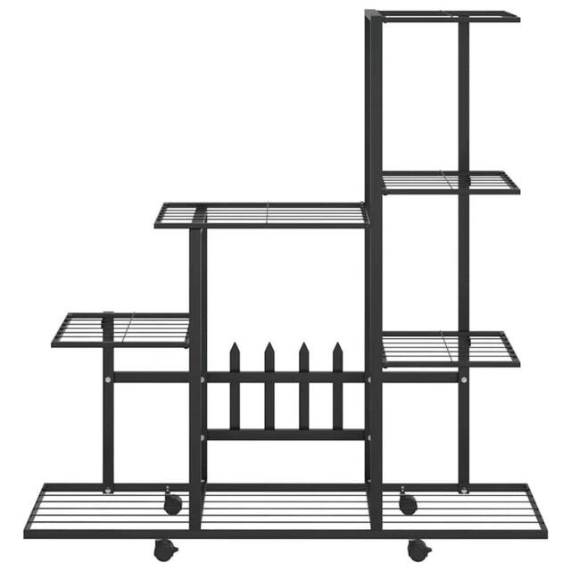 Berkfield Home Decorative Flower Stand with Wheel 94.5x25x92.5 cm Black Metal - image 1