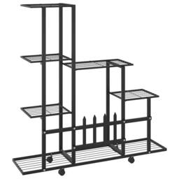 Berkfield Home Decorative Flower Stand with Wheel 94.5x25x92.5 cm Black Metal - thumbnail 5