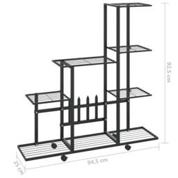 Berkfield Home Decorative Flower Stand with Wheel 94.5x25x92.5 cm Black Metal - thumbnail 7