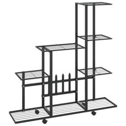 Berkfield Home Decorative Flower Stand with Wheel 94.5x25x92.5 cm Black Metal - thumbnail 3